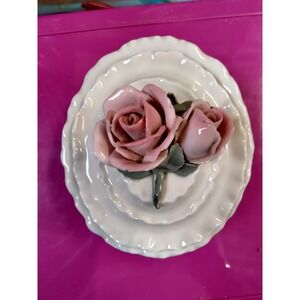 Karl Ens Porcelain Dresser Trinket Box with Roses Germany